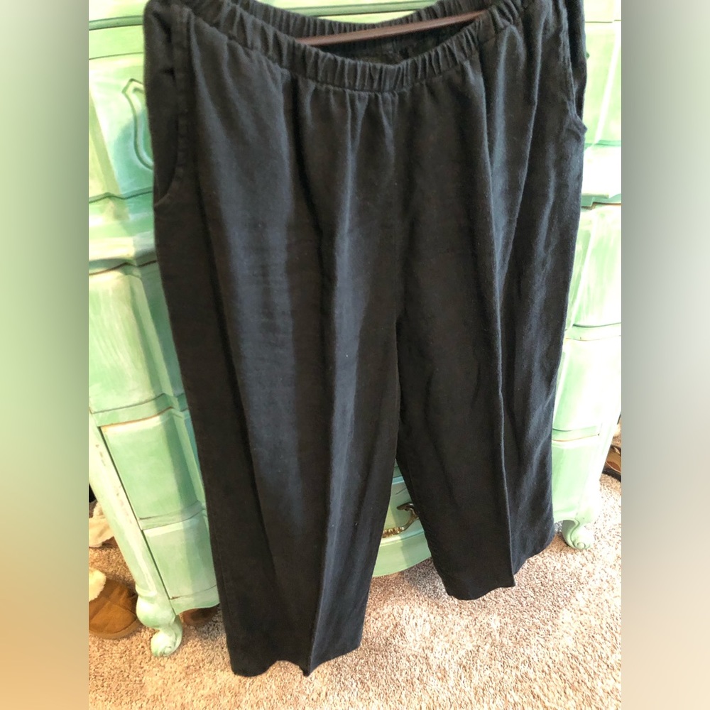 Flax black linen pants